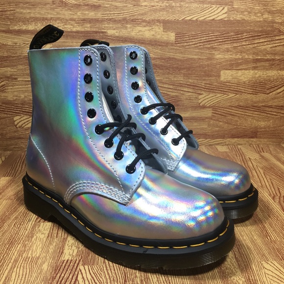 Dr Marten Pascal Ankle Combat Boot Metallic Silver - Picture 4 of 8